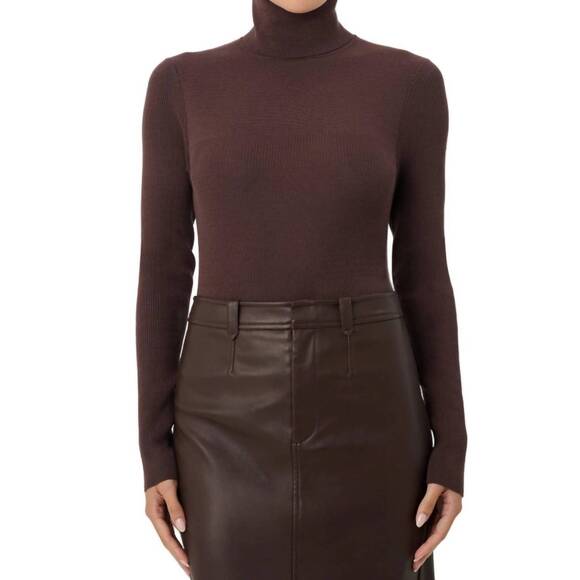 NEW TOCCIN valeria rib knit turtleneck sweater in espresso